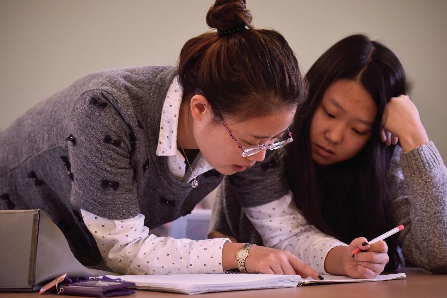 Two students work on a homework problem